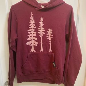 Maroon Hoodie with Tree Design- Small Girls Hoodie
